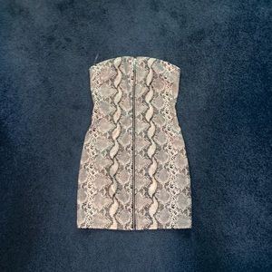 I AM GIA STRAPLESS SNAKESKIN DRESS